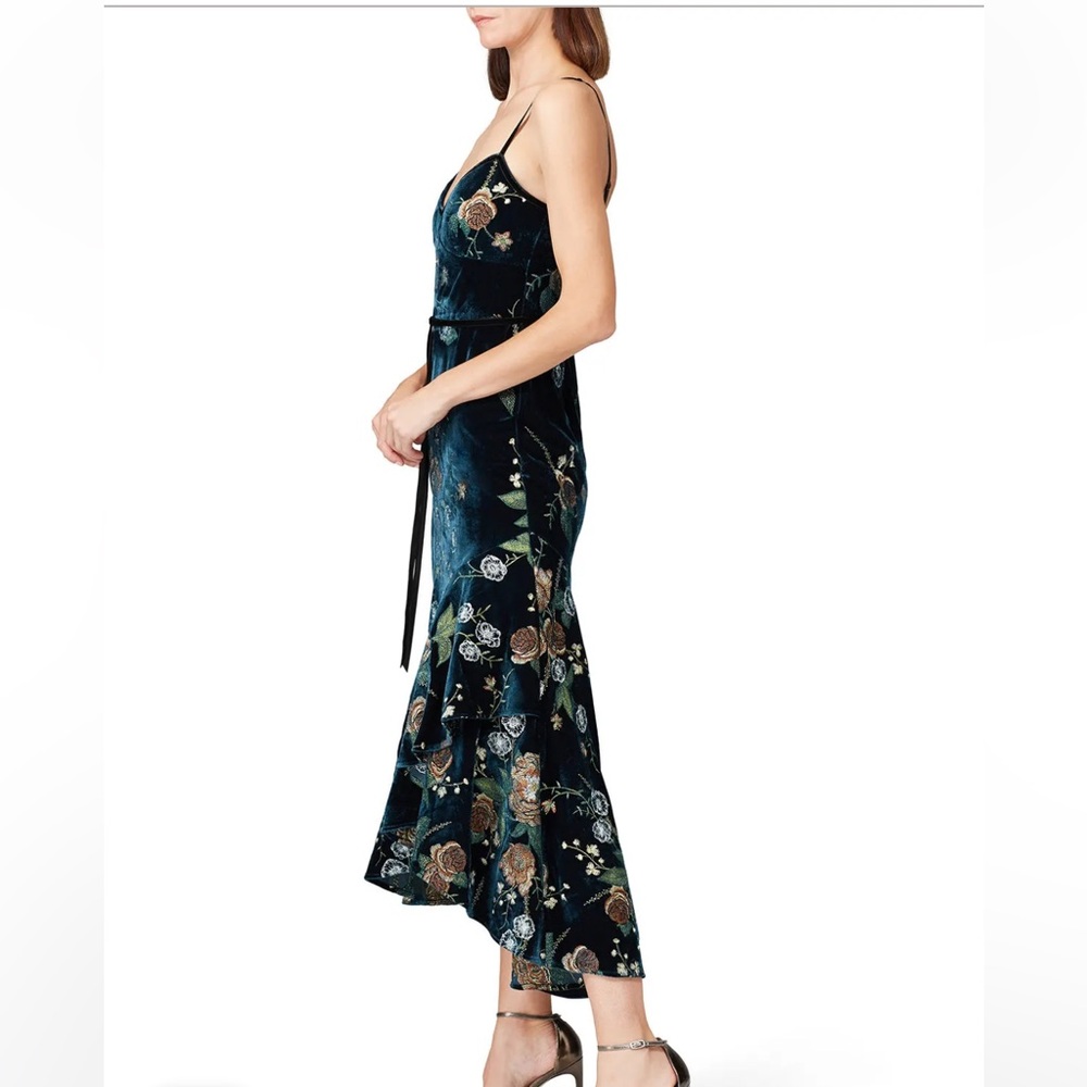Marchesa Notte Embroidered Velvet High Low Dress, Size: 2 - Picture 4 of 15
